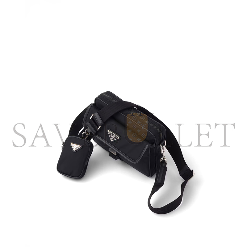 PRADA RE-NYLON AND SAFFIANO LEATHER SHOULDER BAG 2VH133 (22*16*5cm) PRADA RE-NYLON AND SAFFIANO LEATHER SHOULDER BAG 2VH133 (22*16*5cm)